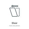 Shear outline vector icon. Thin line black shear icon, flat vector simple element illustration from editable tools and utensils Royalty Free Stock Photo