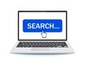 Shearch button on a laptop with a cursor. vector illustration Royalty Free Stock Photo