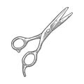 Shears. Vector black illustrations on white backgrounds.