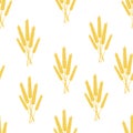 Sheaves of ears of grain crops, wheat, rye. Seamless pattern. Royalty Free Stock Photo