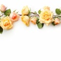 Shebby sheek floral roses frame on grunge wooden background