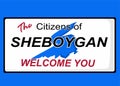 Sheboygan Wisconsin with blue background