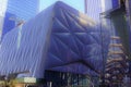 The Shed, cultural center, unique architectural decision, with Vessel behind, Hudson Yards, Manhattan`s West Side, NYC. Royalty Free Stock Photo