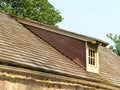 Shed dormer window on colonial historic cottage Poole Forge PA Royalty Free Stock Photo