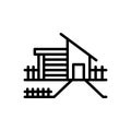 Black line icon for Shed, shelter and shack
