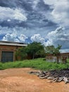 Shed and remains of an old abandoned industry overgrown by nature\'s vegetation. Royalty Free Stock Photo