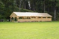 Shed storage on the fenced pasture.