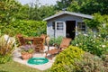 Shed with terrace and garden furniture