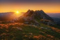 Shed on Urkiola mountain range at sunset