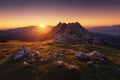 Shed on Urkiola mountain range at sunset