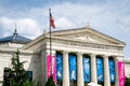 The Shedd Aquarium Chicago with American Flag Royalty Free Stock Photo