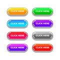 Gradient click here web button collection with glowing style Royalty Free Stock Photo