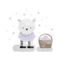Cute vector illustration with fluffy sheep.