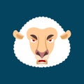 Sheep angry. Ewe evil emoji. Farm animal aggressive. Vector illustration Royalty Free Stock Photo