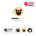 Sheep animal concept icon set and modern brand identity logo template and app symbol based on comma sign