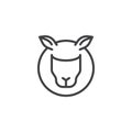 Sheep, animal head line icon