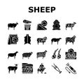 Sheep Breeding Farm Business Icons Set Vector