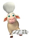 Sheep cartoon character with chef hat and dinner plate Royalty Free Stock Photo