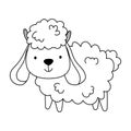 Sheep cartoon farm animal isolated icon on white background line style Royalty Free Stock Photo