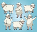 Sheep with cartoon style set Royalty Free Stock Photo