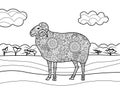 Sheep coloring book for adults vector