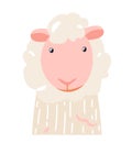 Sheep cute animal baby face vector illustration. Hand drawn style nursery character. Scandinavian funny kid design Royalty Free Stock Photo