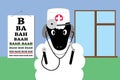 Sheep in a doctor uniform with stethoscope