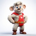 Super Hero Sheep Cartoon Character - 3d Illustration