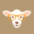Sheep face head glasses vector illustration flat style front