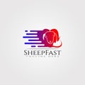 Sheep farm icon template, creative vector logo design, speed, animal husbandry, illustration element