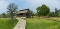 Sheep farm in Thailand with green grass and pathway Royalty Free Stock Photo