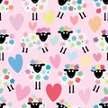 Sheep flower decor seamless pattern