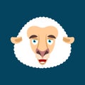 Sheep happy emotion face avatar. Ewe merryl emoji. Farm animal. Royalty Free Stock Photo