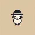 Minimalist Sheep Hat Logo: Cute And Sympathic Design Royalty Free Stock Photo