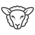 Sheep head line icon, Farm animals concept, lamb sign on white background, silhouette of sheep face icon in outline Royalty Free Stock Photo