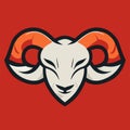 Sheep head mascot. Vector illustration of a ram head mascot isolated on a red background. generative AI Royalty Free Stock Photo