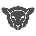 Sheep head solid icon, Farm animals concept, lamb sign on white background, silhouette of sheep face icon in glyph style Royalty Free Stock Photo