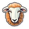 Sheep head sticker isolated on white background. Vector illustration eps 10