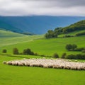 Sheep Herd Is Walking Near Royalty Free Stock Photo