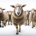 Symmetrical Chaos: Innovating Techniques With A Group Of Walking Sheep Royalty Free Stock Photo