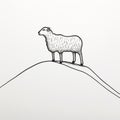 Minimalist Drawing Of Sheep On Hill: Contemporary Animal Sculpture
