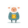 Sheep Holding A Gift Box Royalty Free Stock Photo