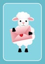 Sheep holding love envelope