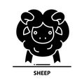 sheep icon, black vector sign with editable strokes, concept illustration Royalty Free Stock Photo