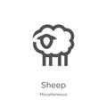 sheep icon vector from miscellaneous collection. Thin line sheep outline icon vector illustration. Outline, thin line sheep icon