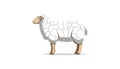 Sheep illustration with geometric wool pattern Royalty Free Stock Photo