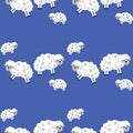 Sweet dreams sheep illustration vector on blue background Royalty Free Stock Photo