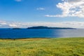 Sheep Island and Sanda Island on a Summer day from Southend near the Mull of Kintyre Argyll Scotland with copy space Royalty Free Stock Photo