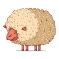 A Sheep, isolated vector illustration. Funny cartoon picture of a ewe hiding in its soft wool. A drawn lamb sticker Royalty Free Stock Photo