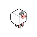 Sheep isometric style cartoon isolated. Vector illustration Royalty Free Stock Photo